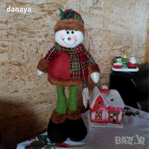 Декоративна коледна фигура от плат Снежко с разтягащи се крака 34-40см, снимка 6 - Декорация за дома - 23216908