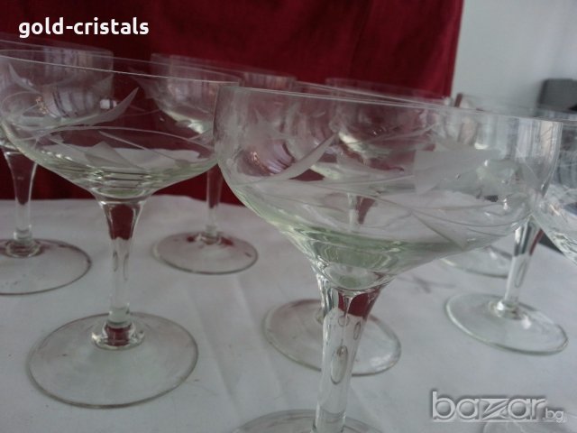 стъклени чаши гравирани, снимка 8 - Антикварни и старинни предмети - 19581310