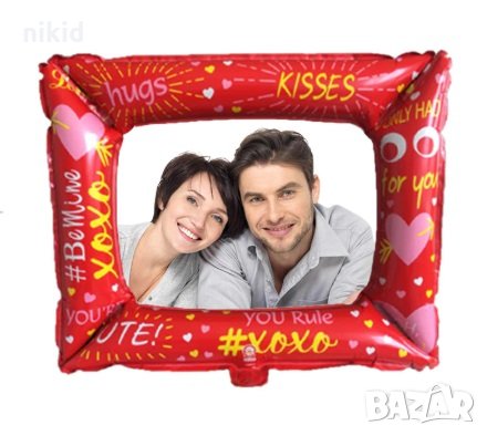 влюбени Свети Валентин Фото Рамка балон Селфи снимки фолио фолиев балон хелий въздух парти