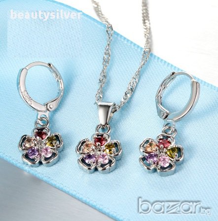 925 стерлинги сребърен комплект Късмет, снимка 2 - Бижутерийни комплекти - 17565449