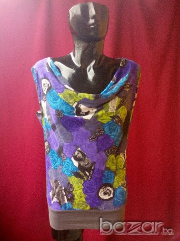 Сива туника рози и апликации Л, снимка 1