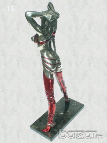Стриптизьорка - скулптура, пластика върху мраморна основа, цветна , снимка 2 - Статуетки - 11620454