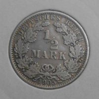 Монета Германия - 1/2 Марк 1905 г. Сребро, снимка 1 - Нумизматика и бонистика - 20868731