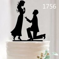 Двойка младоженци на колене Черен бял пластмасов топер украса табела за сватбена сватба торта, снимка 2 - Други - 15673016