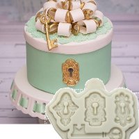 3 Масивни ключалки и ключ силиконов молд форма декорация украса фондан торта мъфини и др, снимка 2 - Форми - 25346099
