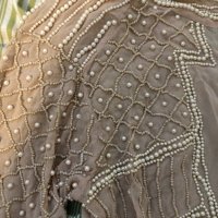 Zara Дамска бежова блуза с перли, снимка 2 - Блузи с дълъг ръкав и пуловери - 24852578