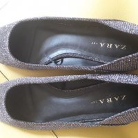 Zara блестящи обувки с нисък ток, снимка 3 - Дамски ежедневни обувки - 25513848