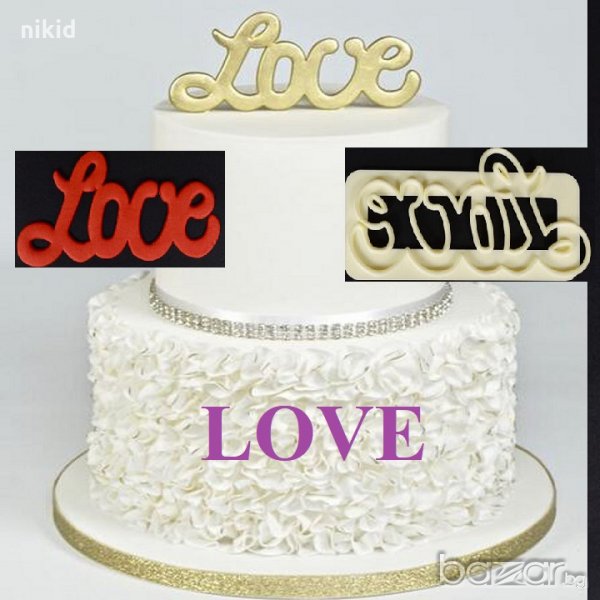 Love пластмасов резец форма с надпис за фондан украса торта и др, снимка 1
