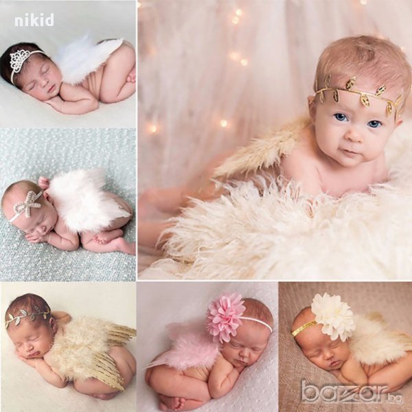 бебешки пера пухкави ангелски крила криле за бебе фотосесия фото, снимка 1