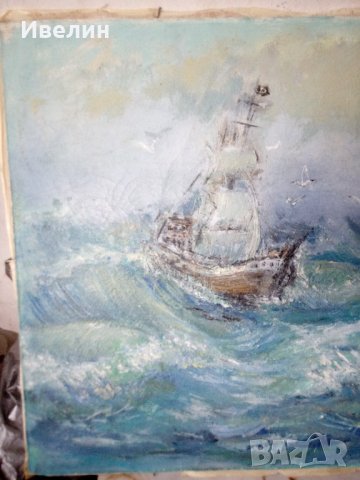 стара картина-морски пейзаж, снимка 2 - Картини - 21634233