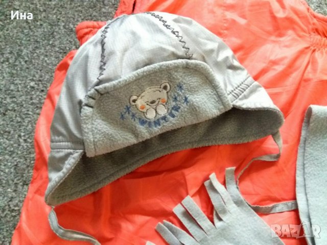 Комплект шапка& шал& ръкавички за бебе 9-12 мес., снимка 2 - Комплекти за бебе - 22335766