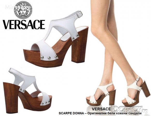ПРОМО 🍊 VERSACE 🍊 Дамски бели кожени сандали SCARPE DONNA 37 и 38 номер нови с кутия, снимка 5 - Сандали - 14897751