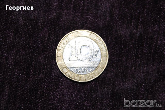 Франция 10 франка 1988 биметална