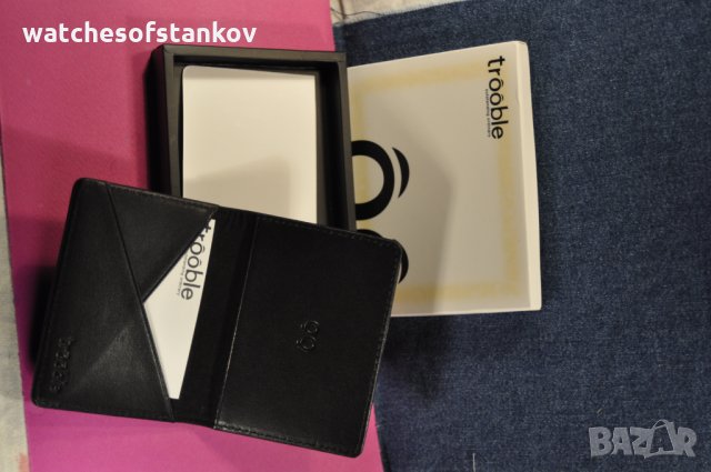 "TROOBLE" Slim Wallet Genuine High Quality Black Leather Card Case, снимка 4 - Портфейли, портмонета - 24215036