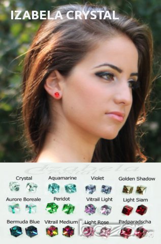 Обеци Сваровски ''cube'' Swarovski elements, снимка 2 - Обеци - 11284112