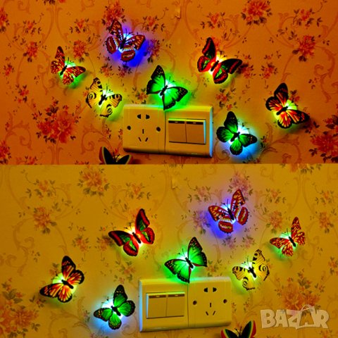 Светещи Пеперудки за стена(LED) - Домашен Декор, снимка 2 - Други стоки за дома - 22523577