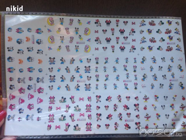 огромен лист мини и мики 11 в 1 татос ваденки водни стикери за нокти, снимка 3 - Продукти за маникюр - 15137593