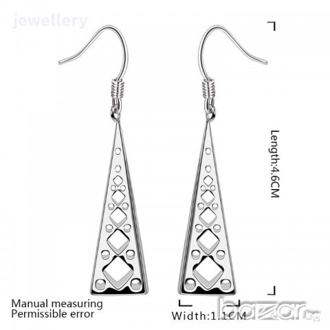 Нови висящи обеци със сребърно покритие и печати 925 - мод.75, снимка 3 - Обеци - 13116441