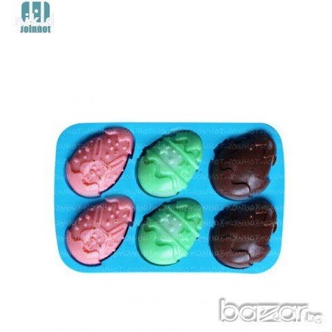 6 големи яйца яйце силиконов молд форма голяма великден великденски шоколад мъфин калъп сапун гипс, снимка 2 - Форми - 16402811