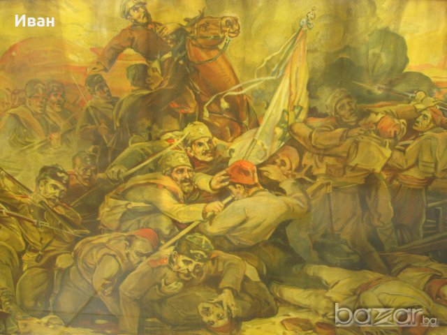  Стара рядка литография Спасяването на Самарското знаме и смъртта на подп Калитин, снимка 3 - Антикварни и старинни предмети - 20158665