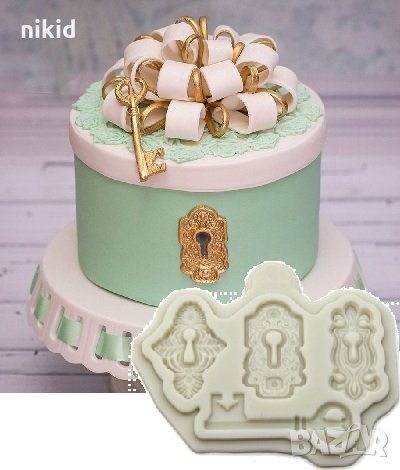 3 Масивни ключалки и ключ силиконов молд форма декорация украса фондан торта мъфини и др, снимка 2 - Форми - 25346099