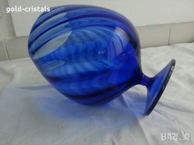 Кристална купа ваза чаша кобалт , снимка 3 - Антикварни и старинни предмети - 23822318
