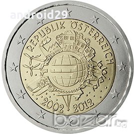 2 Евро монети (възпоменателни) емитирани 2012г(10-та годишнина от въвеждането на еврото), снимка 2 - Нумизматика и бонистика - 16027773