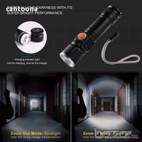 Bailong BL-515 - акумулаторен cree Т6 LED фенер с USB зареждане, снимка 2 - Ножове - 18093834