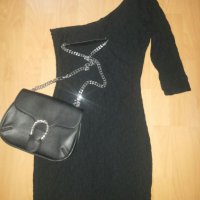 Къса черна рокля асиметрична с един ръкавTally Weijl S размер, снимка 2 - Рокли - 20016820