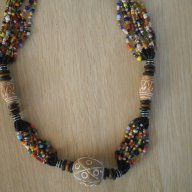 Традиционен африкански гердан-комбинация от пясъчна мъниста и теракота, снимка 4 - Колиета, медальони, синджири - 17601423