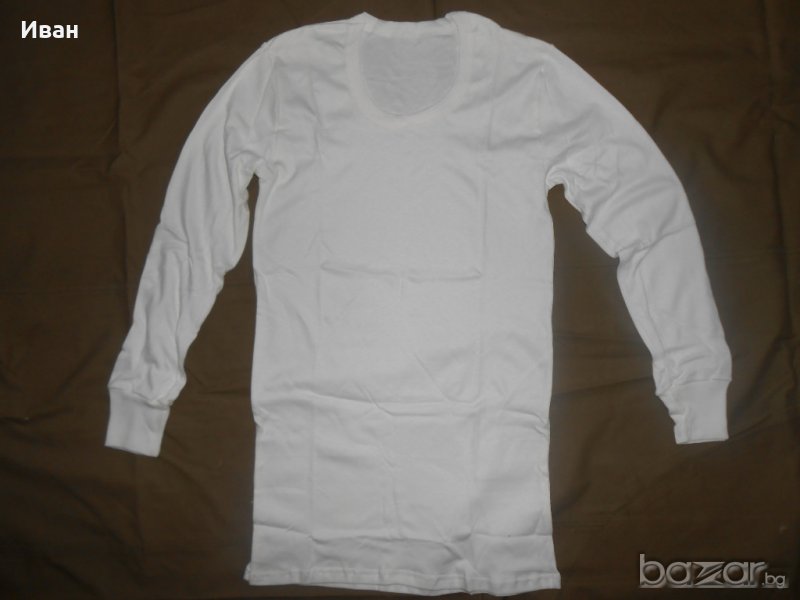 Нови памучни бели фланелки с дълък ръкав /тениски/, снимка 1