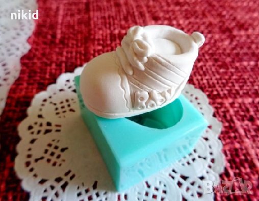 3D бебешка обувка буйка baby буйки силиконов молд форма за украса торта фондан шоколад гипс калъп, снимка 1