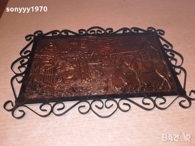 релефна картина мед/месинг-ковано желязо-внос швеицария, снимка 4 - Колекции - 21508436