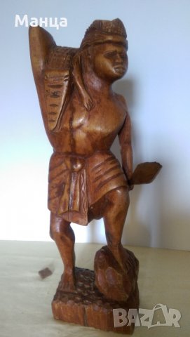  Дървена фигура на Африкански ловец , снимка 7 - Антикварни и старинни предмети - 25206072