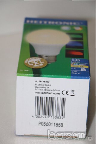 LED кръгла, мат крушка с променящ се цвят, нова, немска HEITRONIC, внос от Германия, снимка 5 - Крушки - 16668233