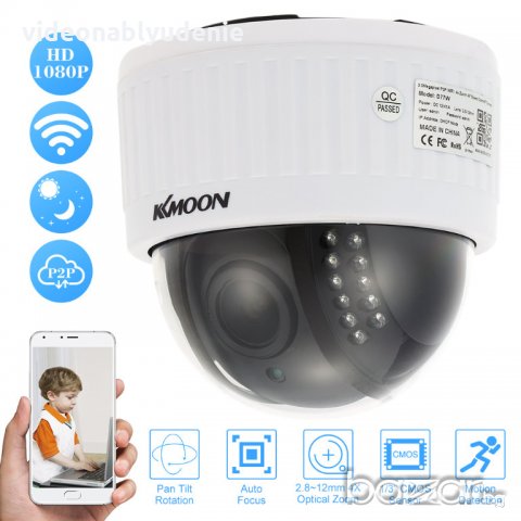 Куполна Дистанционно Мотоуправляема FULLHD 1080P 2Mpx PTZ WIFI IP Камера 2.8~12mm Авто Фокус 4xZoom, снимка 2 - IP камери - 19155020