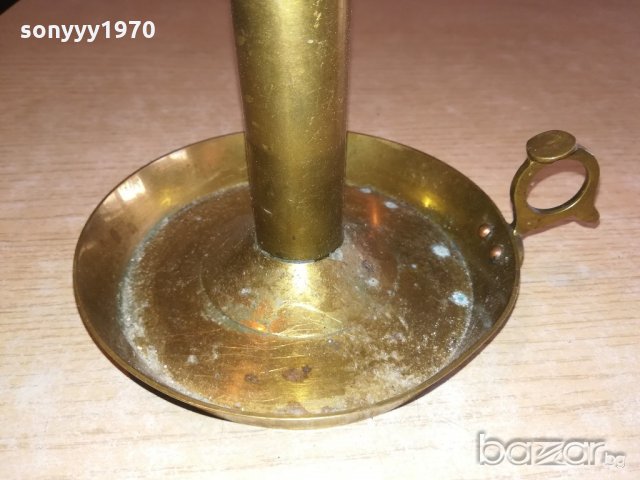 АНТИКА-свещник с място за пръст-15х13см-внос швеицария, снимка 4 - Антикварни и старинни предмети - 21104061