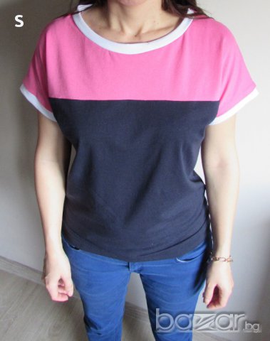Дамска блуза в розово и тъмно синьо, снимка 4 - Корсети, бюстиета, топове - 10779284