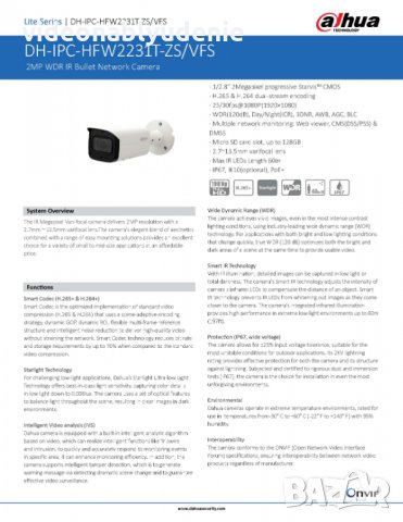 Метална Водоустойчива IP Камера Dahua IPC-HFW2231T-ZS Моторизиран Варифокален Обектив 2.7-12мм 60м, снимка 2 - IP камери - 25707678