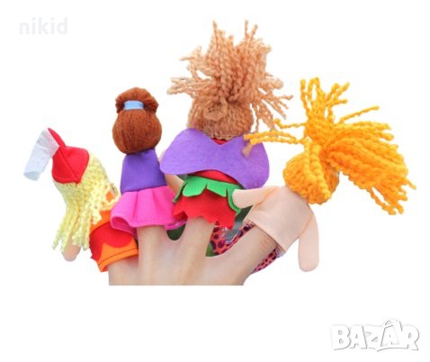 4 кукли Дървени с плат пръсти пръстчета за ръце детски театър, снимка 2 - Кукли - 26195001
