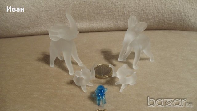 Фигурки миниатюрни слончета матов кристал, снимка 4 - Колекции - 19344906