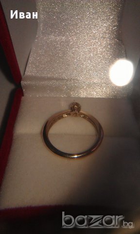 златен пръстен с диамант, снимка 4 - Пръстени - 14311367