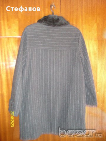 Дамско черна палто” M & S Mode „на  елегантни тънки райета с мъхеста яка., снимка 9 - Палта, манта - 9249068