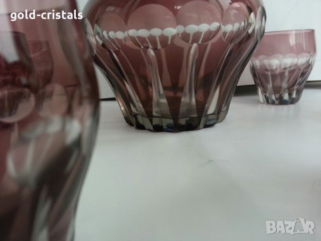 Ретро стъклени чаши с гарафа цветно стъкло , снимка 14 - Антикварни и старинни предмети - 25525942