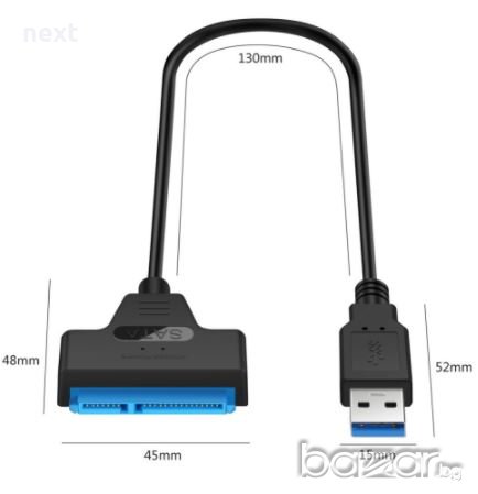 USB 3.0 Кабел за връзка към твърд диск 2.5" SATA HDD / SSD + Гаранция, снимка 4 - Твърди дискове - 20704170