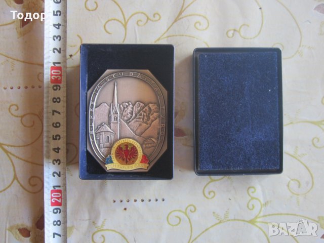 Настолен голям немски медал плакет Тирол с кутия, снимка 2 - Колекции - 25508169