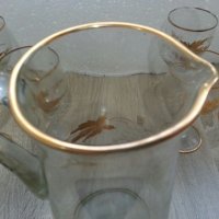 Стъклени чаши и кана с златен кант и гравюра, снимка 13 - Антикварни и старинни предмети - 22703507