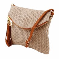 ПРОМО 🍊 TUSCANY LEATHER 🍊 Оригинална плетена дамска чанта от естествена кожа с висулки, снимка 7 - Чанти - 15159002