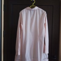 светло розова дълга туника/риза с дантела и дълъг ръкав, снимка 3 - Ризи - 26066027