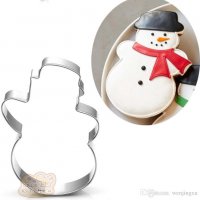 Снежен човек маха с ръка метална форма резец за сладки бисквитки фондан украса, снимка 1 - Форми - 23854413